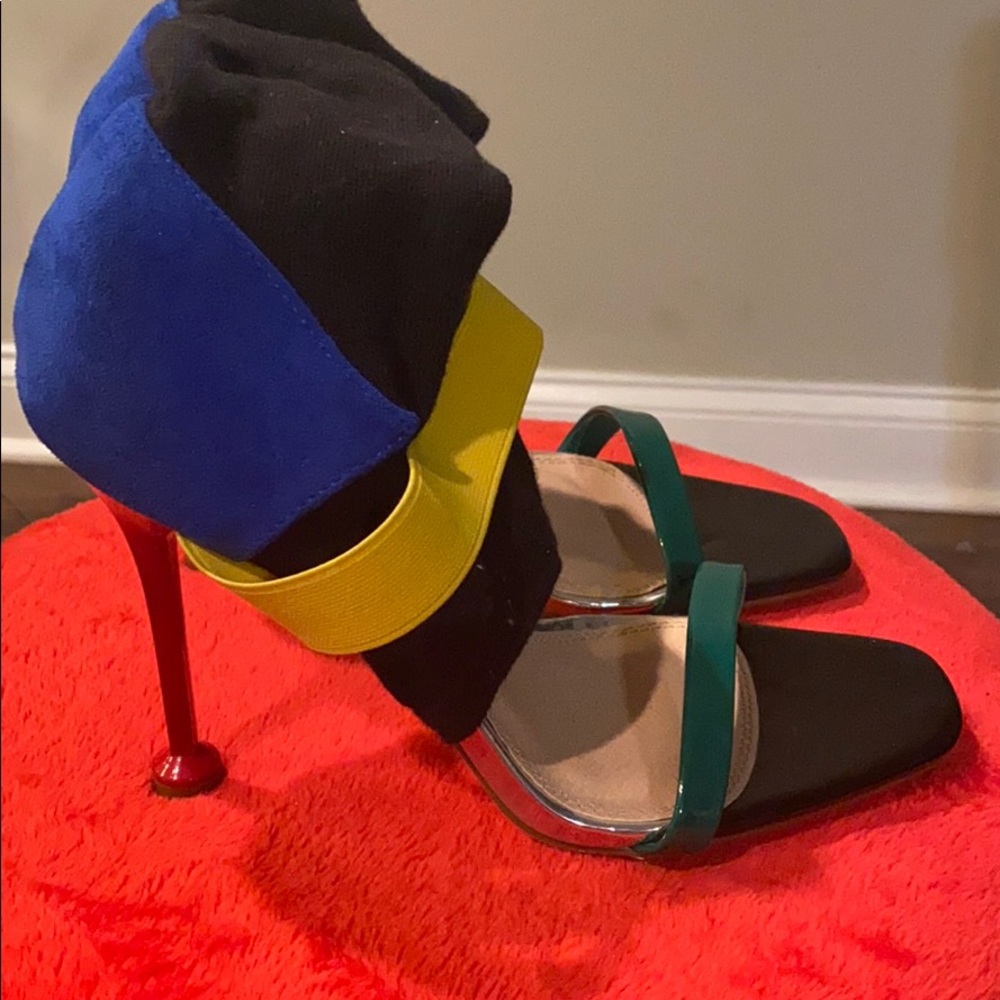 Multi Color Open Toe Sock Heel